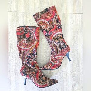 Tapestry look knee high boots size 8